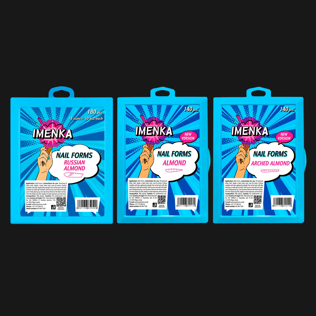 Imenka Pack of Imenka Nail Forms "Almond" (Almond, Russian Almond, Arched Almond) v2