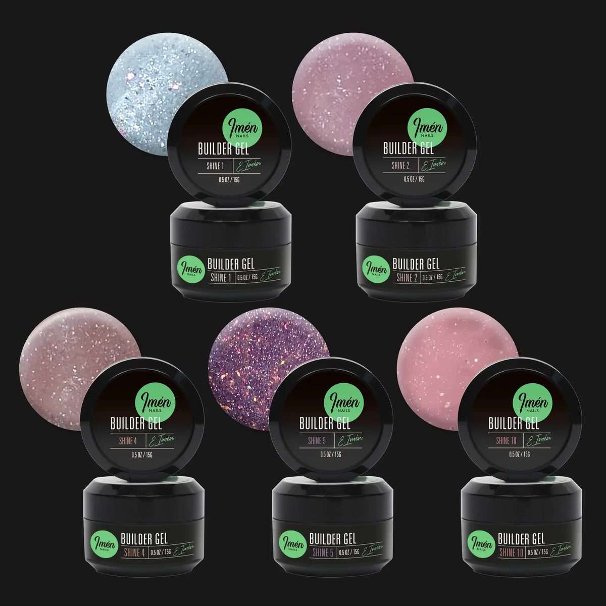 Imen Set Builder Gel Shine Collection I (1, 2, 4, 5, 10) v1, 5×15gr