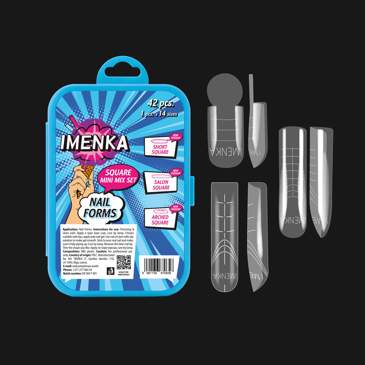 Imenka Nail Forms Set Imenka "Square Mini Mix", 42pcs