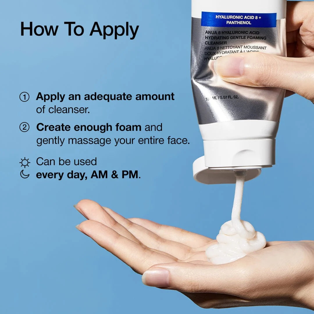 Anua 8 Nettoyeur doux de mousse hydratant l'acide hyaluronique 150ml — Photo du produit 5