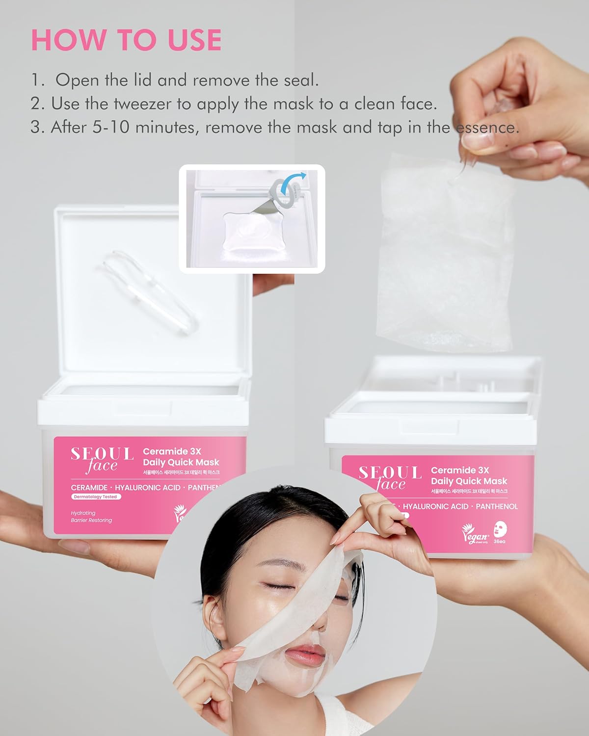 DERMAL Seoul Face Ceramide 3X Daily Quick Mask 36pcs — product image 6