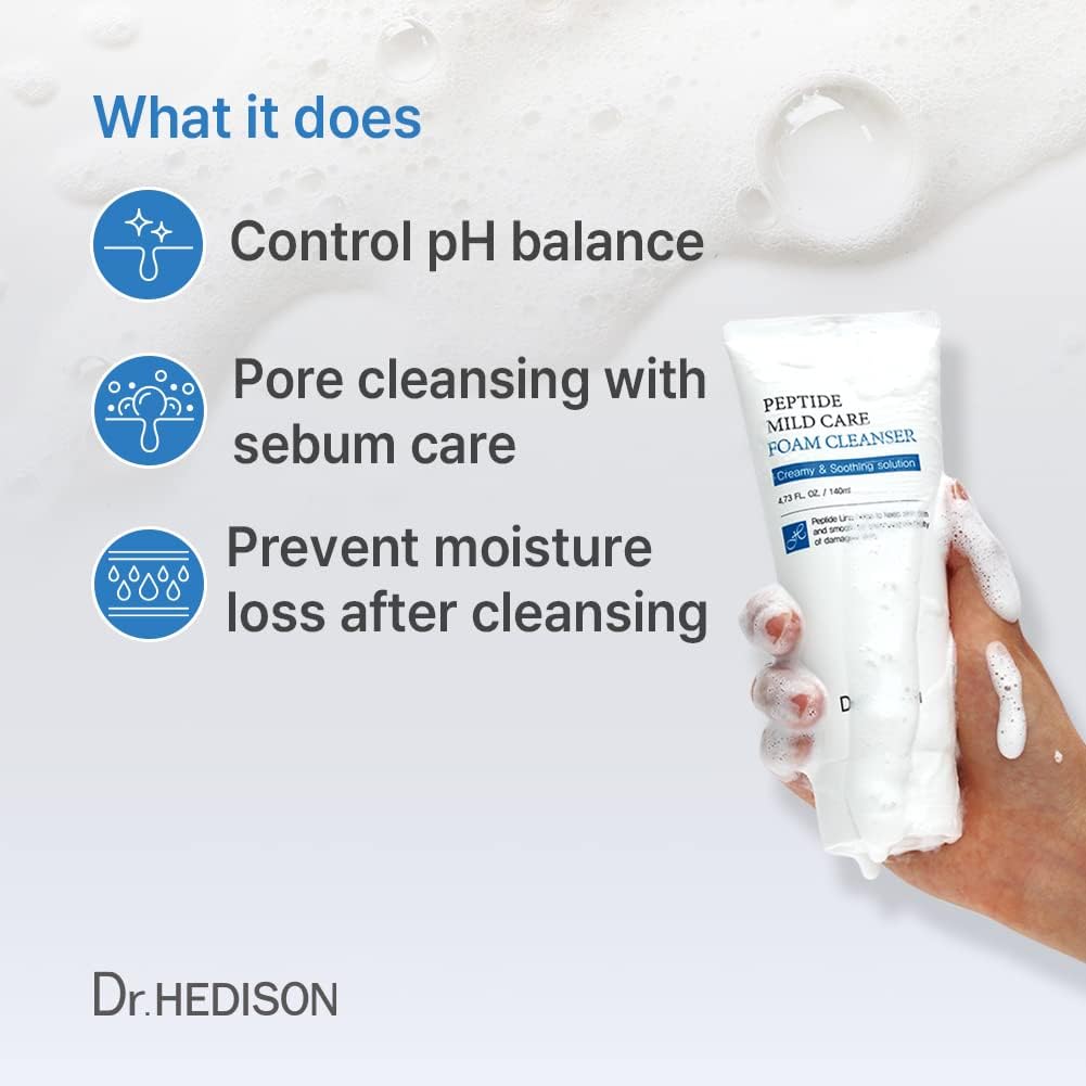 Dr. Hedison Limpiador en espuma de cuidado suave con péptidos 140ml — Imagen del producto 4