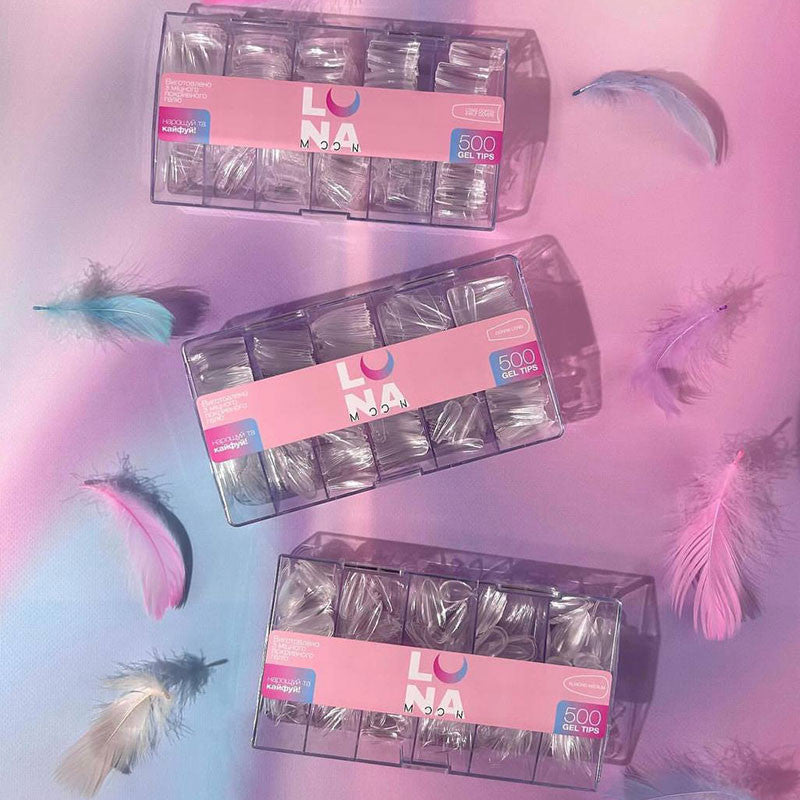 Modelēšanas gēls Gel Tips - LunaMoon Coffin Long (Half Cover), 500 gab. — attēls 3