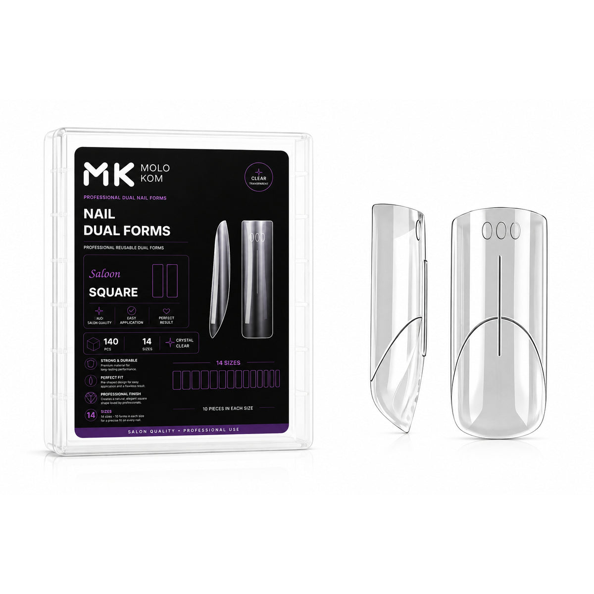 Dual Nail Forms MOLOKOM Salon Square 140 pcs
