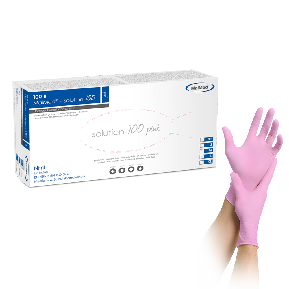 Gloves MaiMed® Nitrile Pink M (100 pcs)