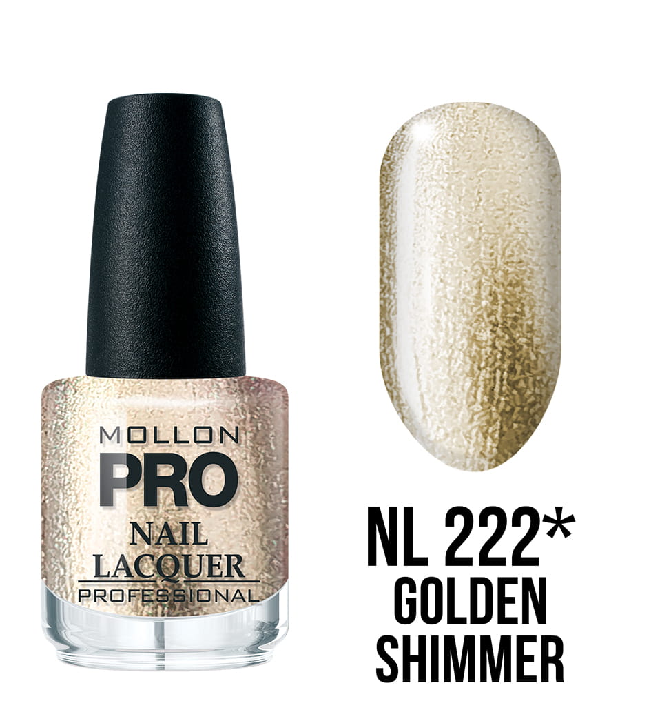222 GOLDEN SHIMMER MOLLON Hardening – vernis à ongles classique 15 ml