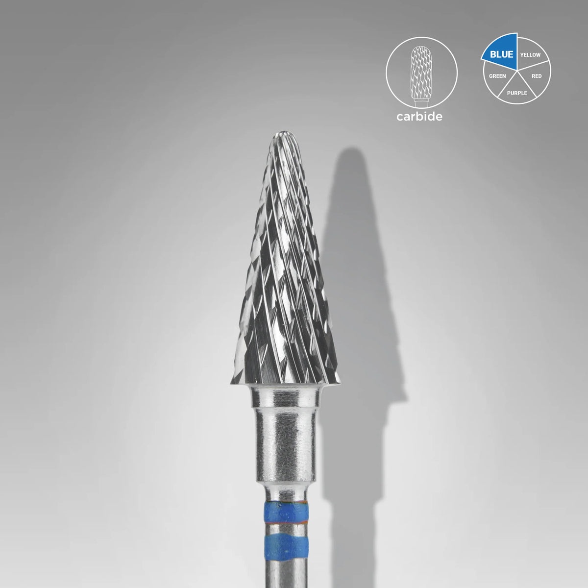 STALEKS EXPERT Carbide nail drill bit for left-handed users cone blue, head diameter 6 mm, working part 14 mm
