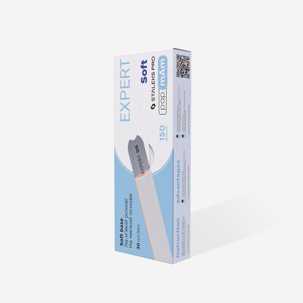 Adhesive nail files for straight base on a soft foam layer STALEKS EXPERT 20, 150 grit(25pc)
