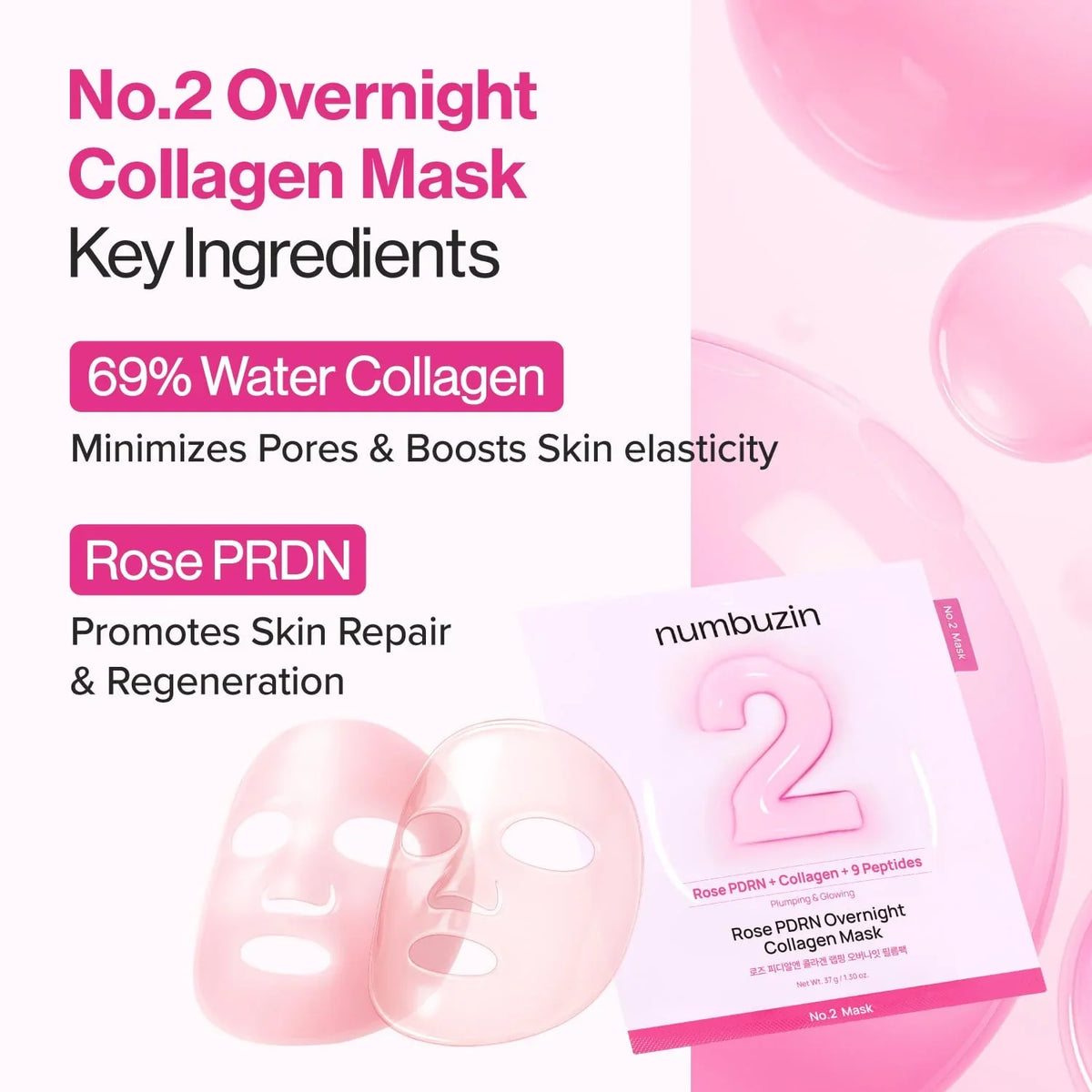 Numbuzin No.2 Rose PDRN Overnight Collagen Mask — product image 3