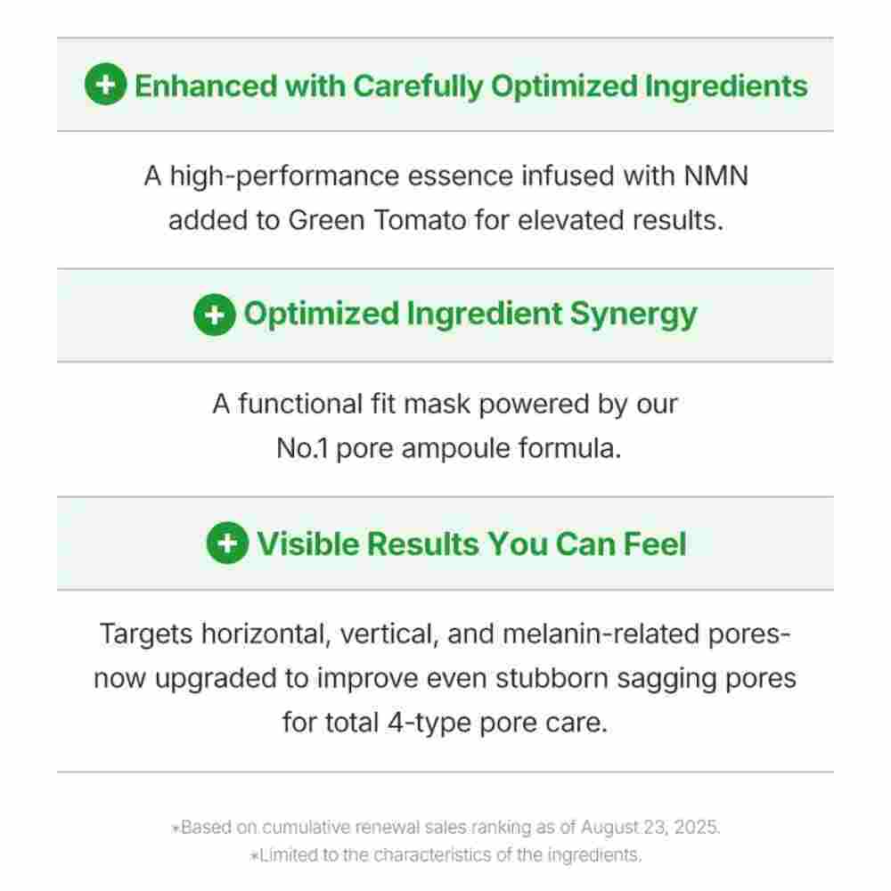 Sungboon Editor Green Tomato NMN Pore Minimizing Ampoule Mask 23g — product image 4