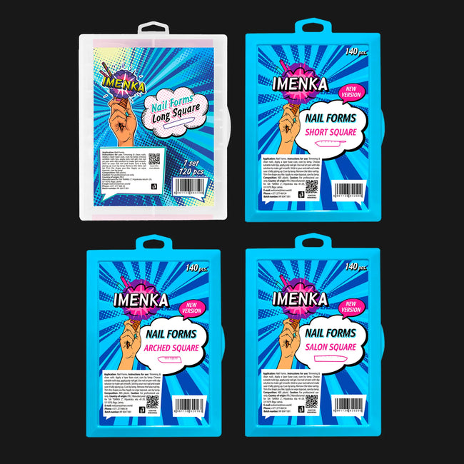 Imenka Pack of Imenka Nail Forms "Square" (Long Square v1, Short Square v2, Arched Square v2, Salon Square v2)
