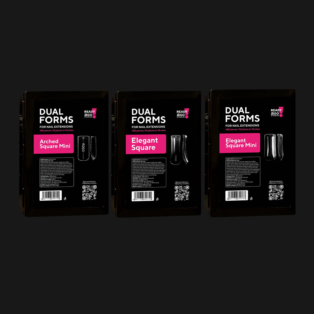 R2Go Set of 3 Dual Forms R2go "Square" (Arched Square Mini, Elegant Square, Elegant Square Mini)