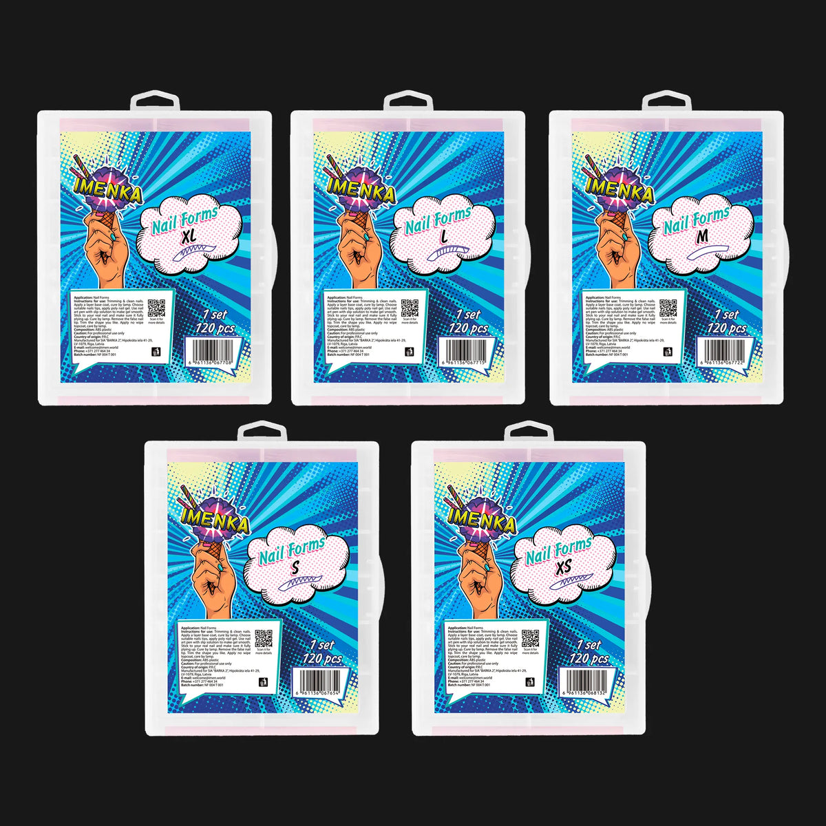 Imenka Pack of Imenka Nail Forms "XS, S, M, L, XL" v1