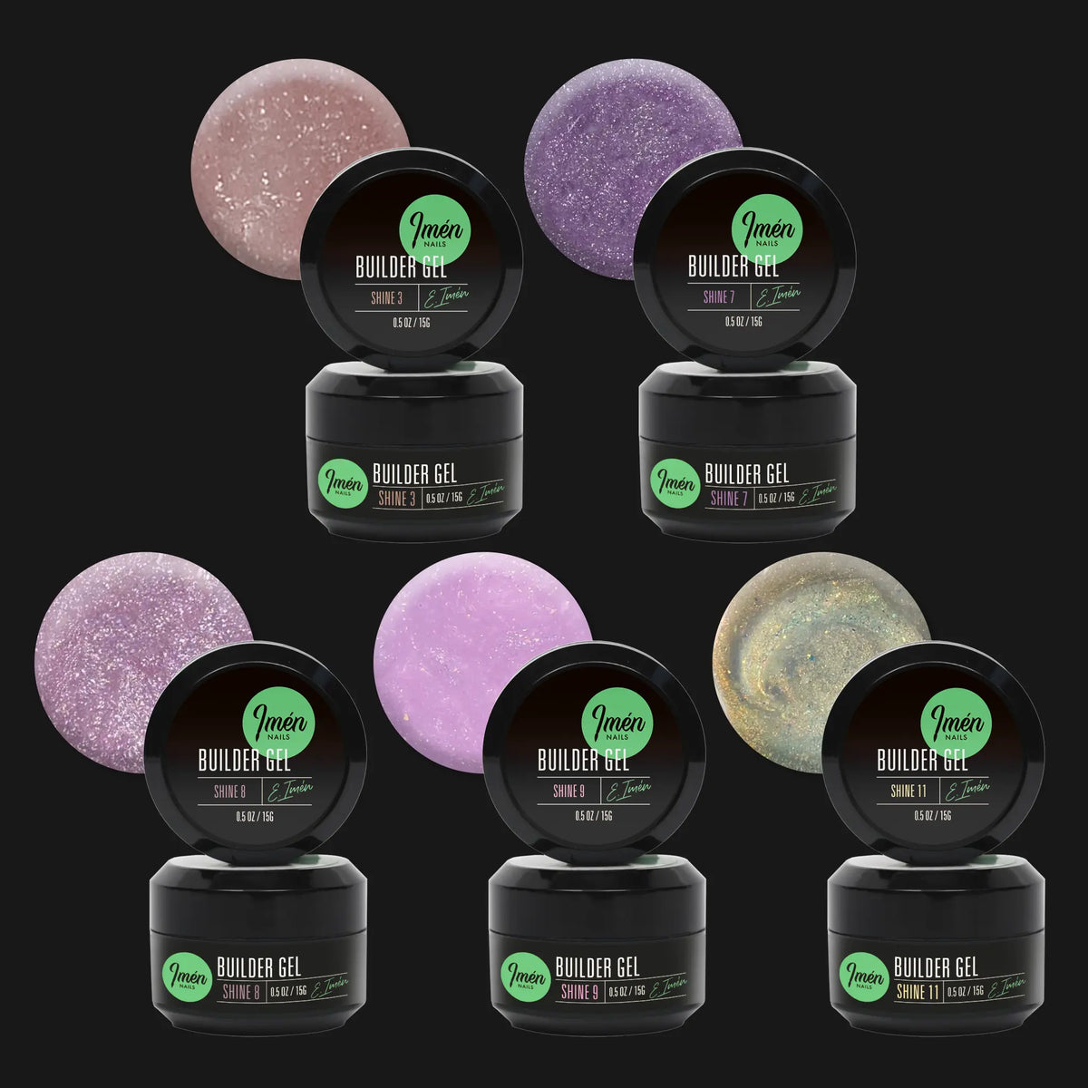 Imen Set Builder Gel Shine Collection II (3, 7, 8, 9, 11) v1, 5×15gr