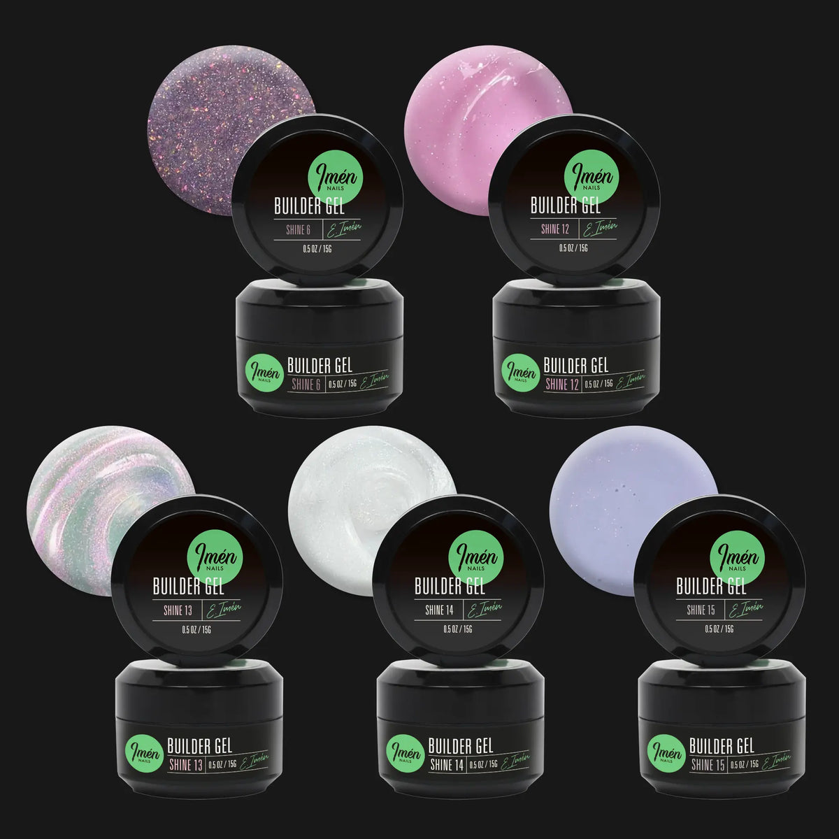 Imen Set Builder Gel Shine Collection III (6, 12, 13, 14, 15) v1, 5×15gr