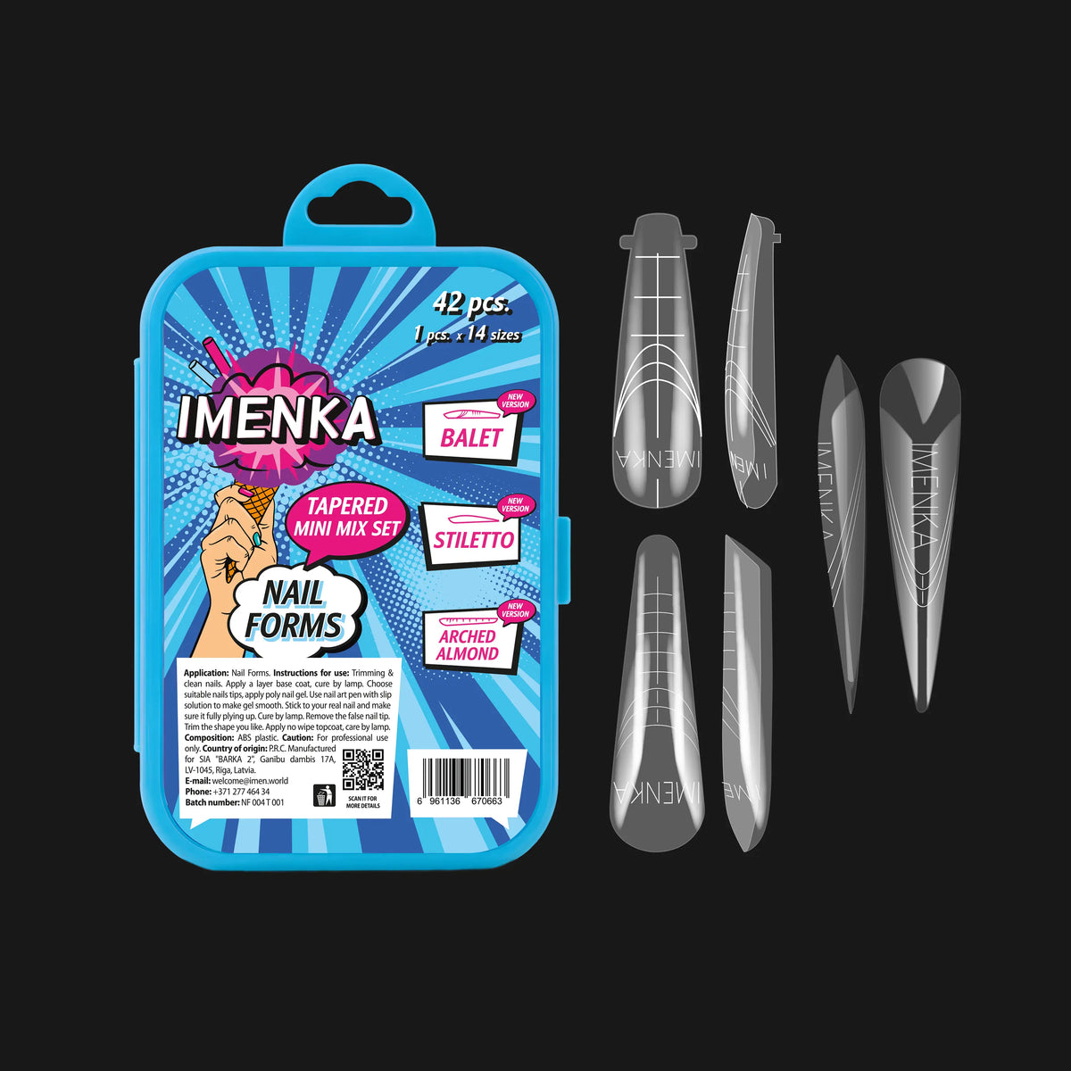 Imenka Nail Forms Set Imenka "Tapered Mini Mix", 42pcs