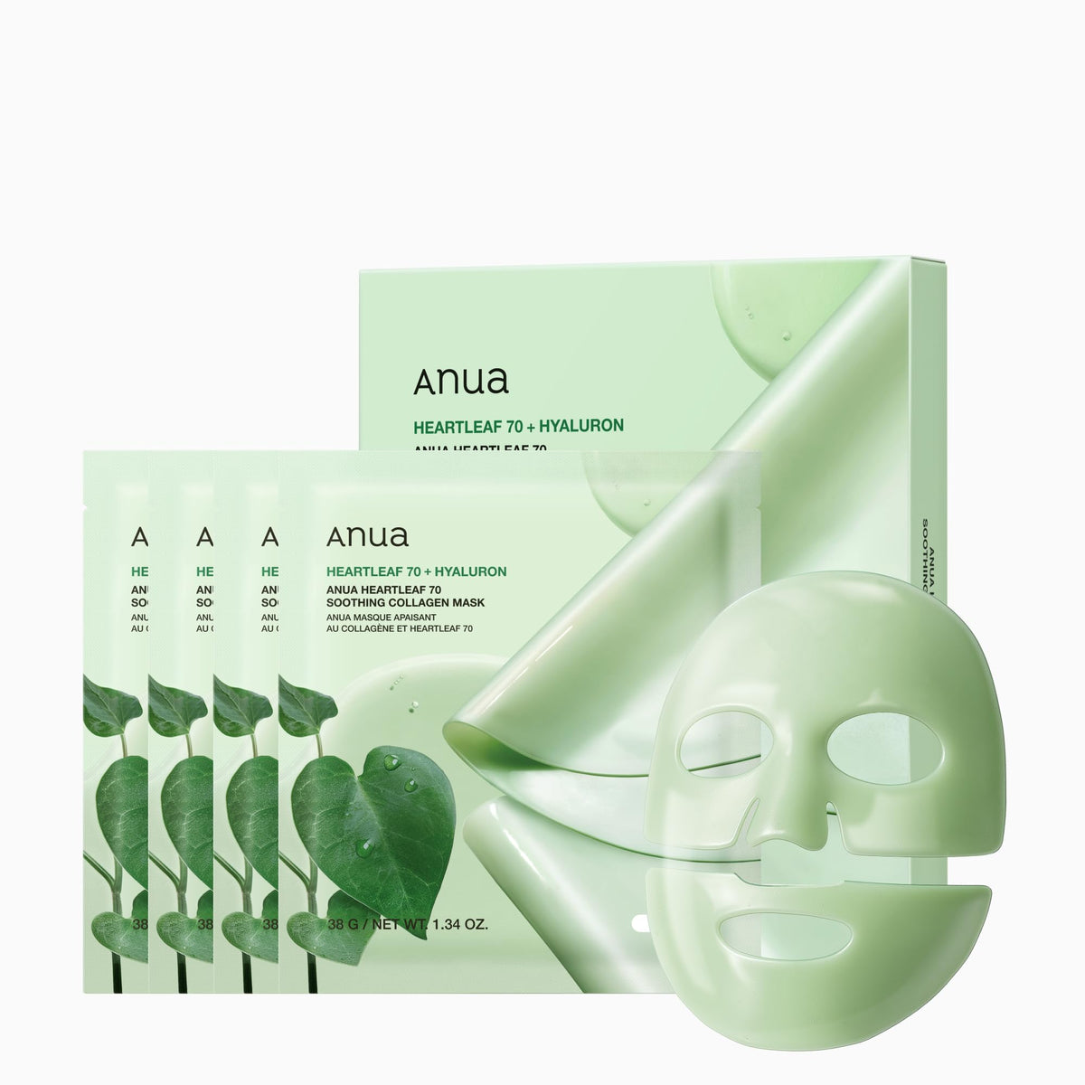Anua Heartleaf 70 Soothing Collagen Mask — 4 Masks