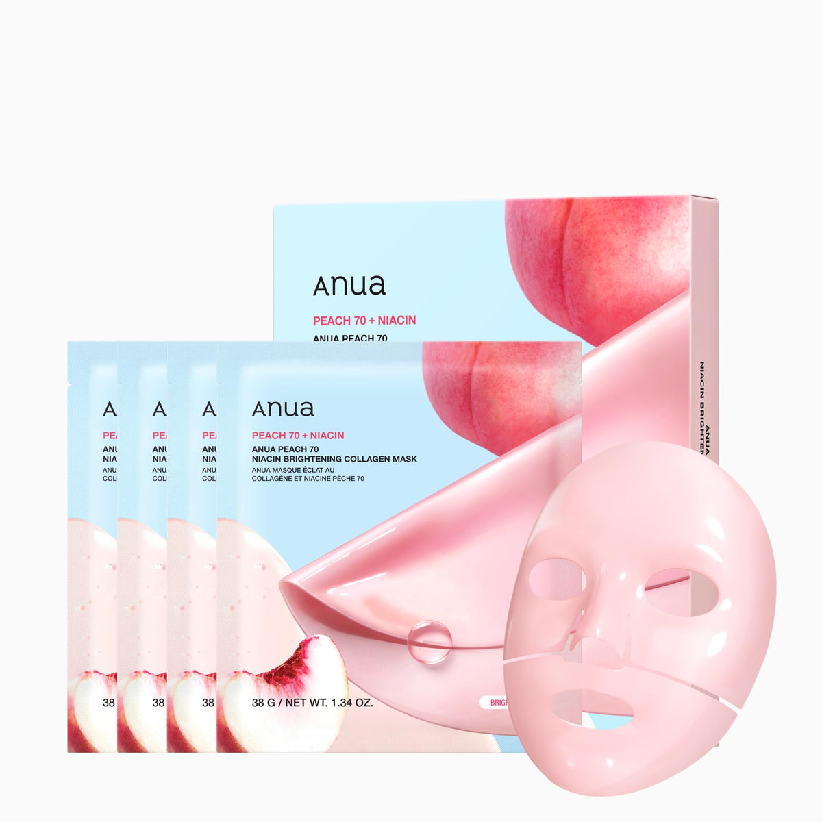 Anua Peach 70 Niacin Brightening Collagen Mask — 4 Masks
