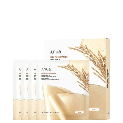 Anua Rice 70 Glow Collagen Mask — 4 Masks