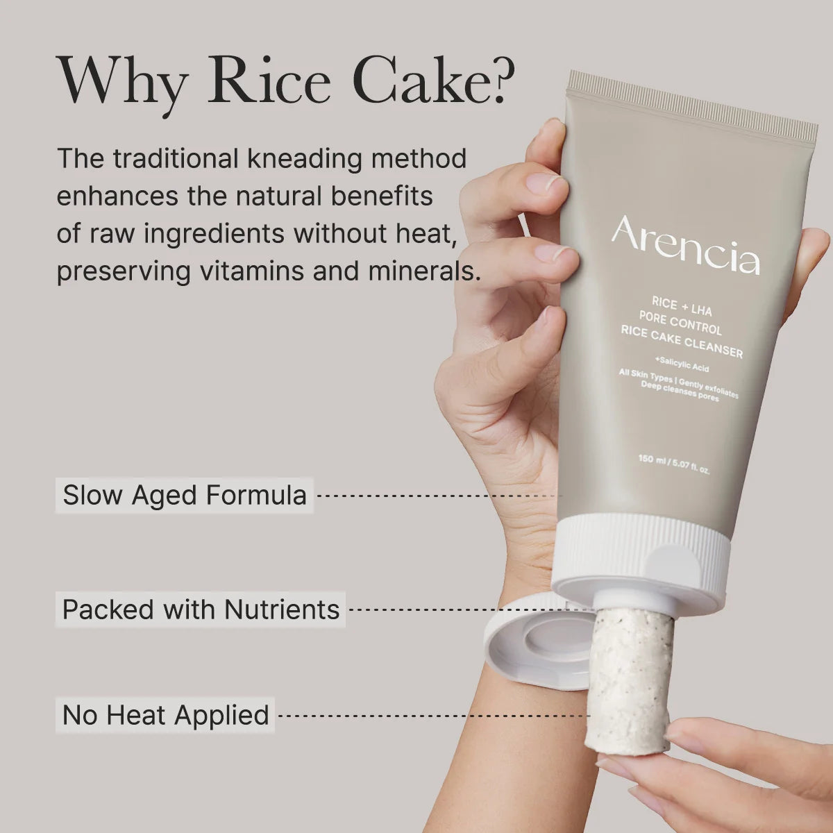 Arencia Rice + LHA Pore Control Rice Cake Cleanser 150g — product image 3