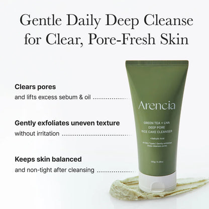 Arencia Green Tea + LHA Deep Pore Rice Cake Cleanser 150g — product image 3