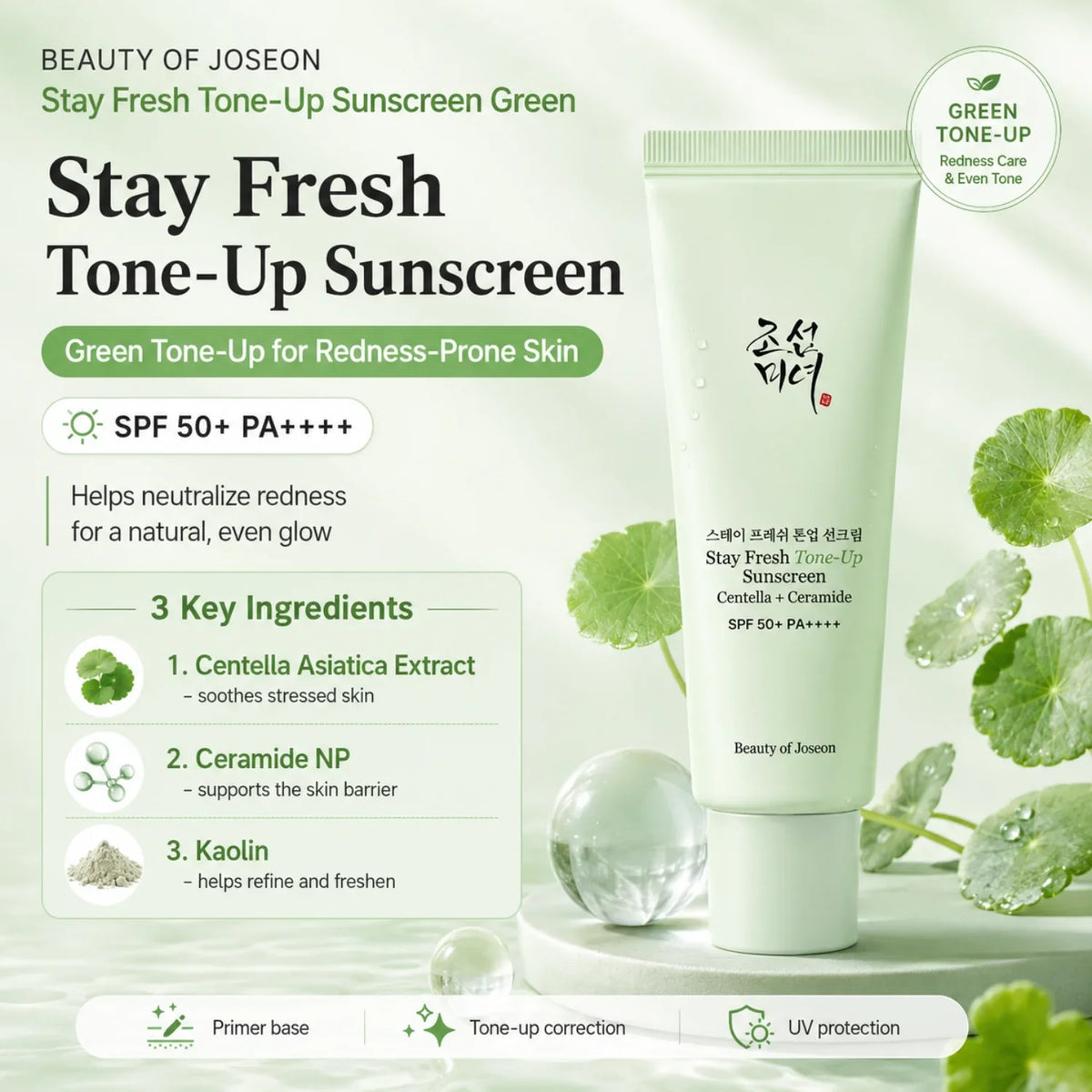 Beauty of Joseon Stay Fresh Color Correcting Sunscreen SPF50 Green 50ml — product view 2