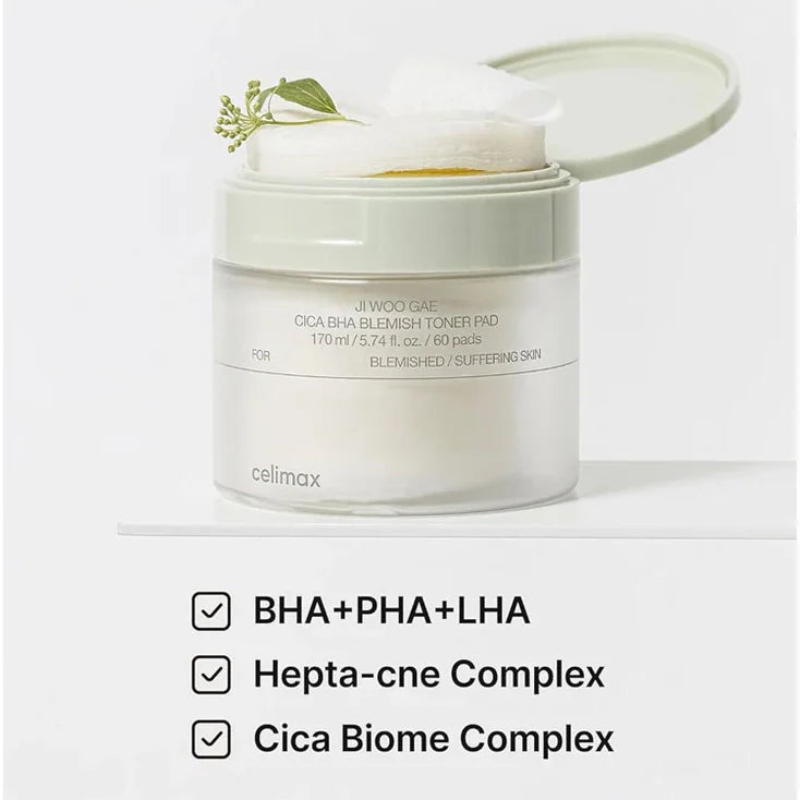 Celimax Ji Woo Gae Cica BHA Blaamilainen toner pad 60 kpl — Tuotekuva 3