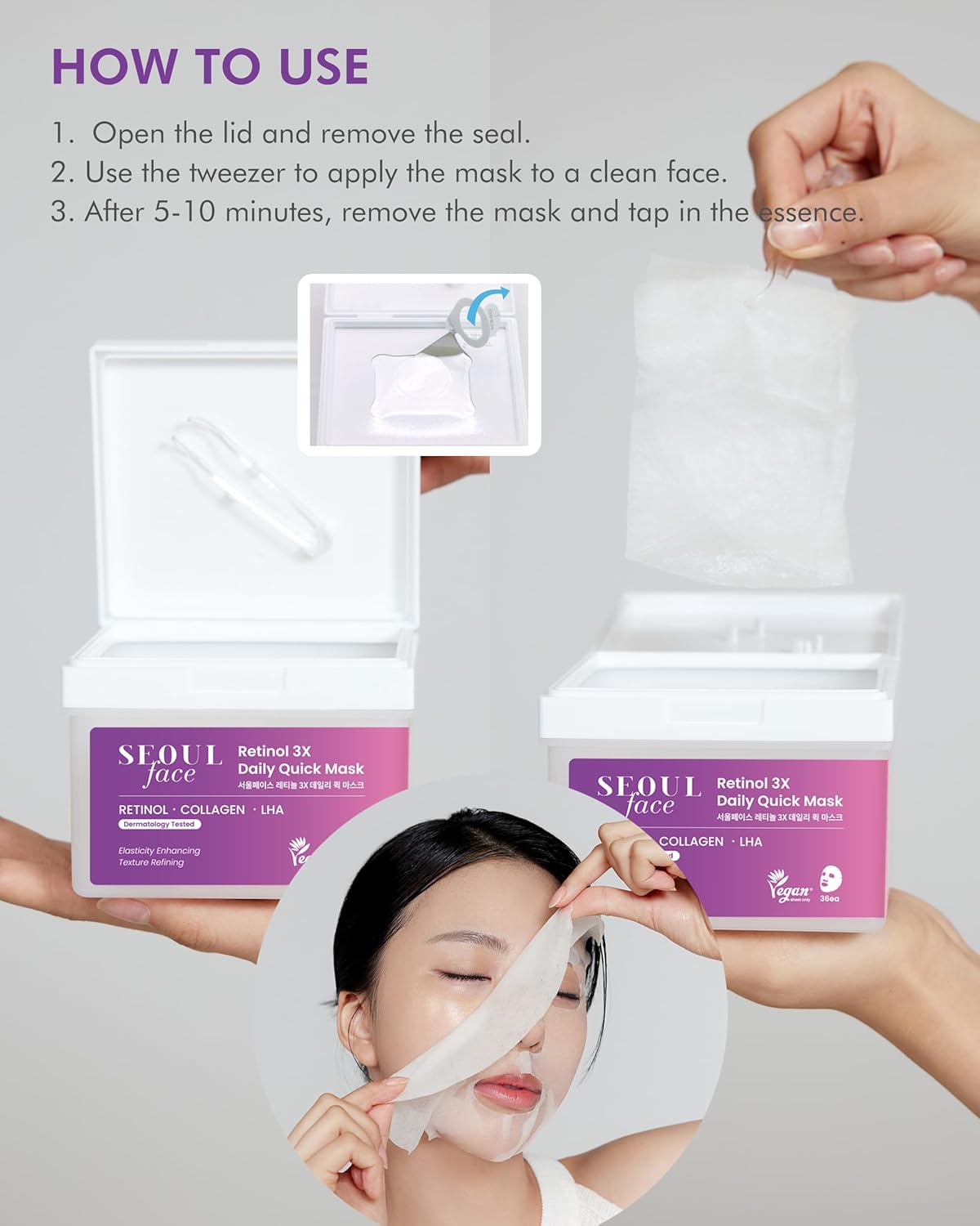 DERMAL Seoul Face Retinol 3X Daily Quick Mask 36pcs — Фото товара 6