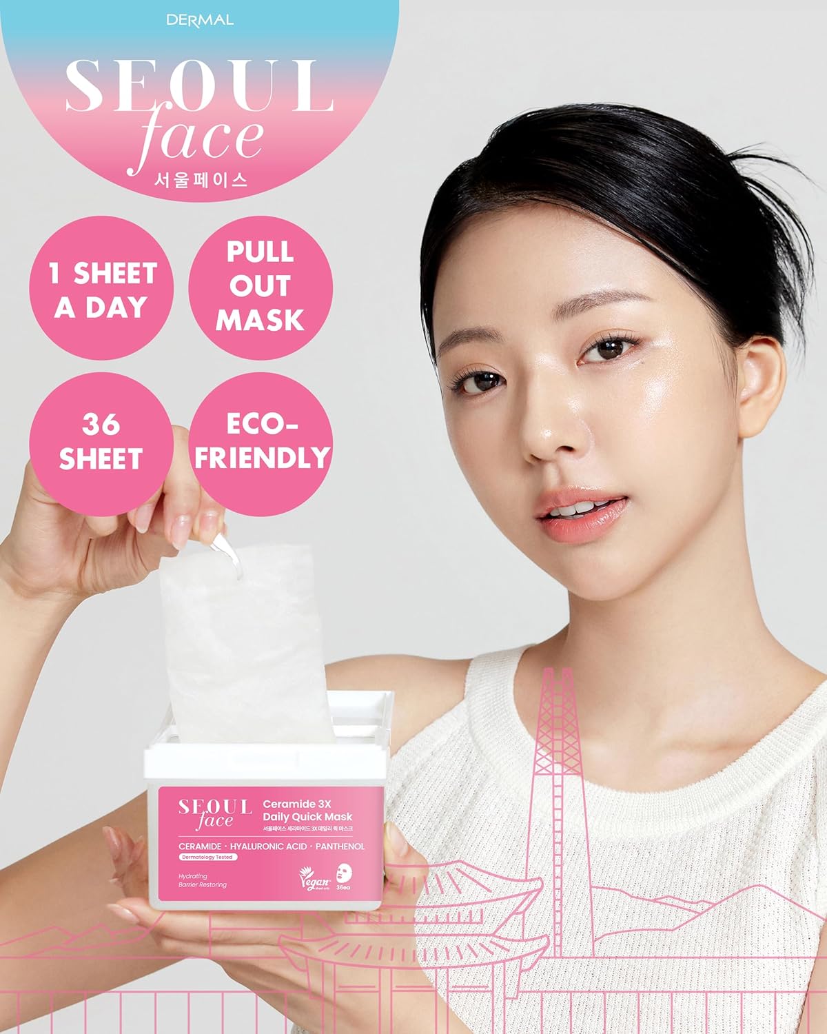 DERMAL Seoul Face Ceramide 3X Daily Quick Mask 36pcs — product image 2