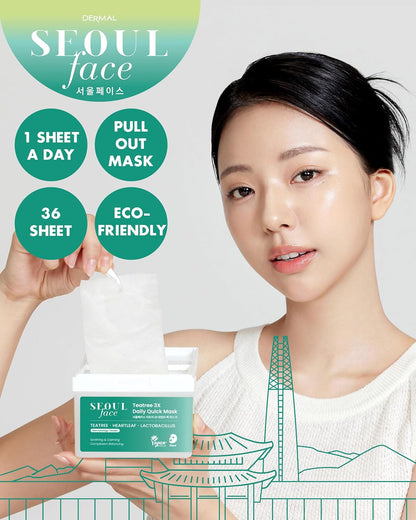DERMAL Seoul Face Teatree 3X Daily Quick Mask 36pcs — product image 2