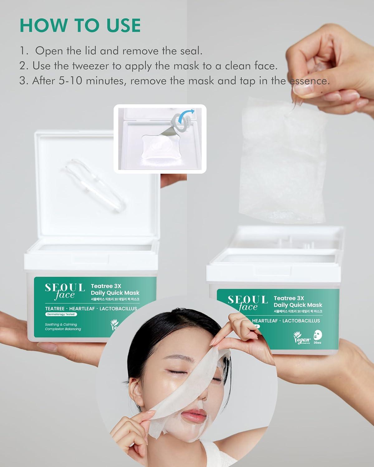 DERMAL Seoul Face Teatree 3X Daily Quick Mask 36pcs — product image 6