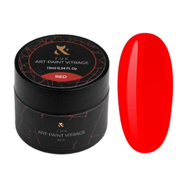 F.O.X Art-Paint Vitrage – tinta para nail art, rojo – 10 ml
