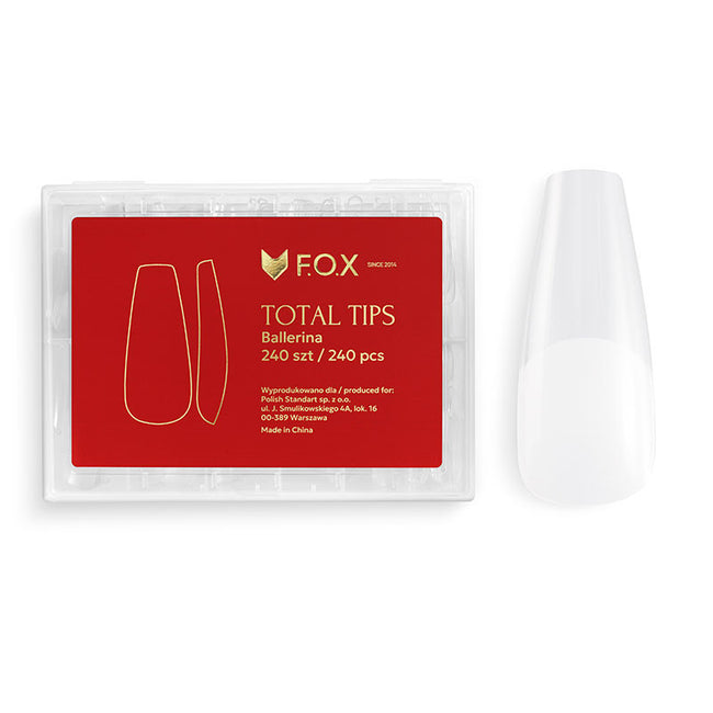 Gel constructor Gel tips F.O.X Total Tips, Ballerina shape — 240 uds.