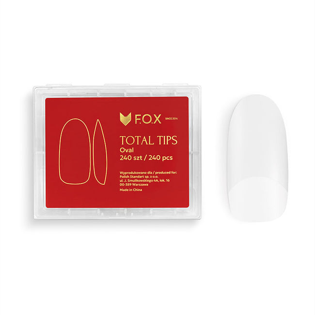 Gel constructor Gel tips F.O.X Total Tips, Oval shape — 240 uds.
