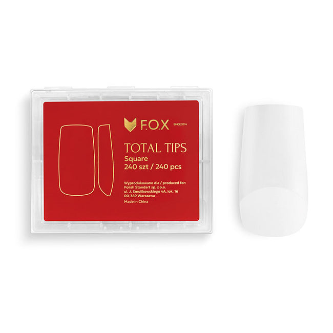 Gel constructor Gel tips F.O.X Total Tips, Square shape — 240 uds.