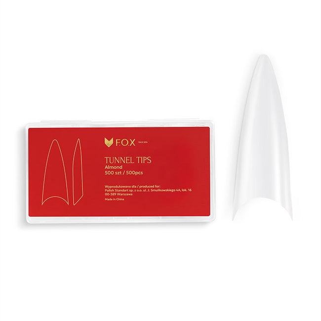 Gel constructor Gel tips F.O.X Tunnel Tips, Almond shape, 500 uds.