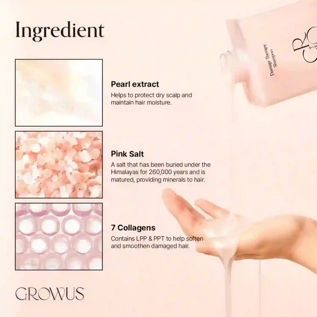 Growus Damage Therapy Shampoo EX 500ml — product image 2
