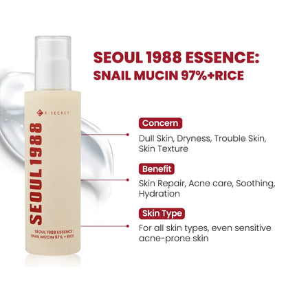 KSECRET Seoul 1988 Essence Snail Mucin 97% + Rice 100ml — product image 2