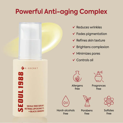 KSECRET Seoul 1988 Serum : Retinal Liposome 2% + Black Ginseng 30ml — product image 3