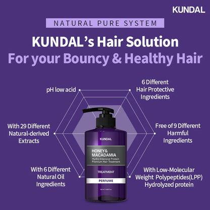 KUNDAL Honey & Macadamia Protein Treatment Amber Vanilla 500ml — product image 2