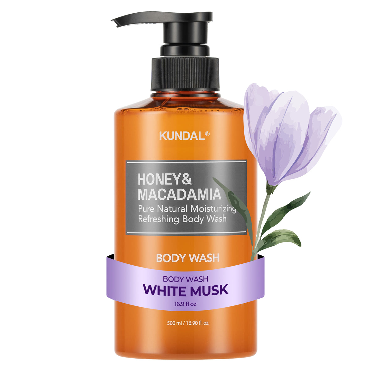 KUNDAL Honey & Macadamia Pure Body Wash White Musk 500ml — 500ml