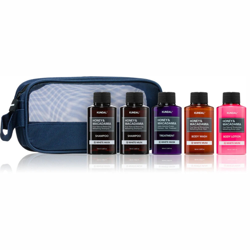 Kundal Honey & Macadamia White Musk Travel Kit 5pcs — 5pcs
