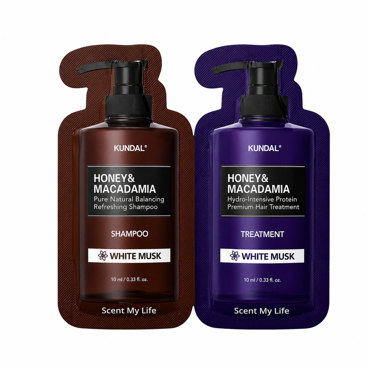 KUNDAL Honey & Macadamia Shampoo & Treatment Set 10ml+10ml — WHITE MUSK SET