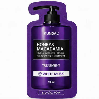 KUNDAL Honey & Macadamia Shampoo & Treatment Set 10ml+10ml — WHITE MUSK TREATMENT 10ml