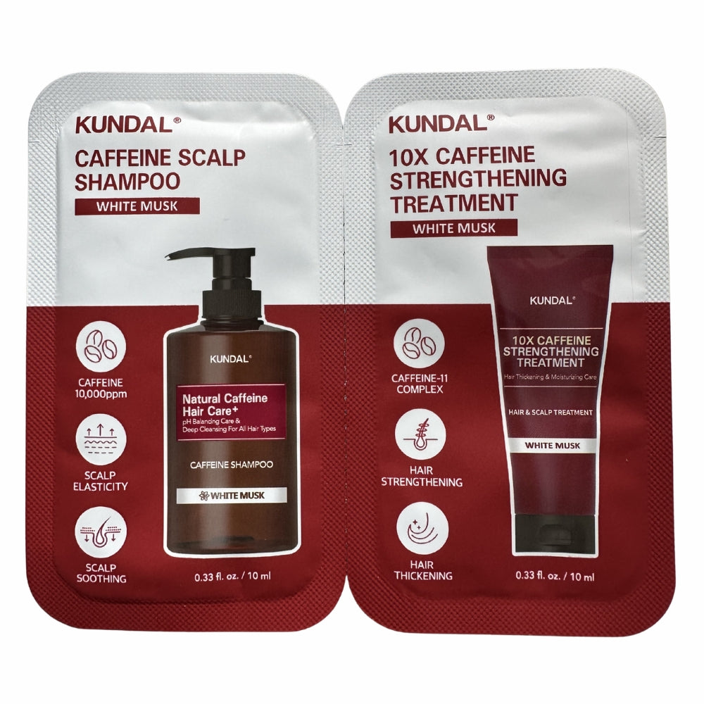 Kundal 10X Caffeine Shampoo & Treatment White Musk 10ml+10ml — 10ml / 10ml