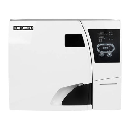 Lafomed Standard 18 L white autoclave — front detail