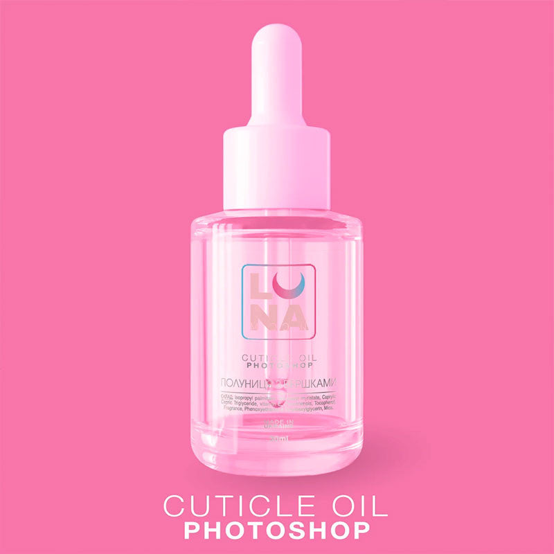 Trockenöl für die Nagelhaut Lunamoon mit Duft: Erdbeere und Sahne PhotoShop - 30 ml