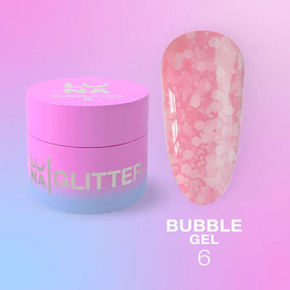Гель с блёстками для ногтей LUNAMOON - Bubble Gel № 6 - 5ml
