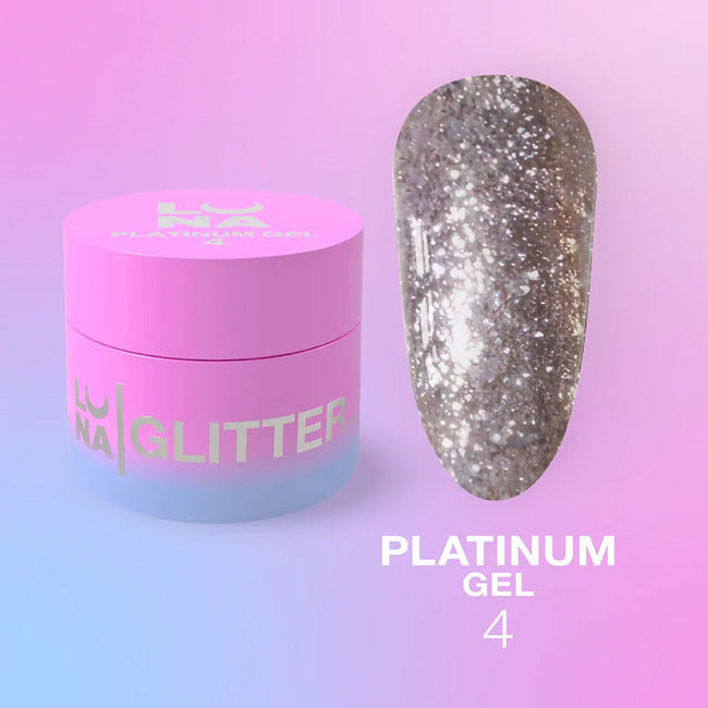 Glitter-Gel für Nägel LUNAMOON - Platinum Gel Nr. 4 - 5ml