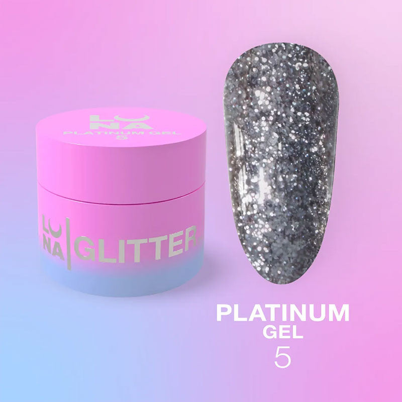 Glittergeeli kynsille LUNAMOON - Platinum Gel nro 5 - 5ml